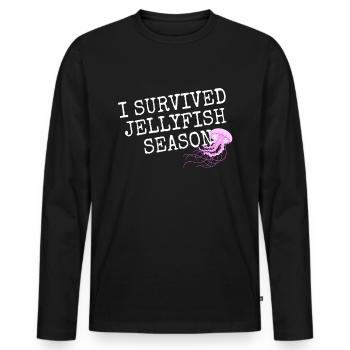 Qualle I Survived Jellyfish Season Quasson Océan - T-shirt manches longues Premium bio Homme - noir - Devant - Nico (187cm)