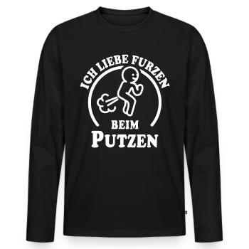 Furzen Sprüche Putzen Furz Putzfrau Furzer - Männer Premium Bio Langarmshirt - Schwarz - Vorne - Nico (187cm)