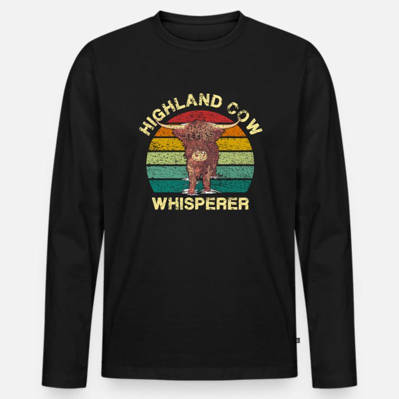 Schottisches Hochlandrind - Männer Premium Bio Langarmshirt - Schwarz