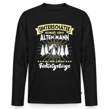 Fichtelgebirge Sprüche Fichtelgebirgler - Männer Premium Bio Langarmshirt - Schwarz - Vorne - Nico (187cm)