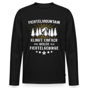 Fichtelgebirge Spruch Fichtelgebirgler - Männer Premium Bio Langarmshirt - Schwarz - Vorne - Nico (187cm)