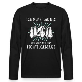 Fichtelgebirge Spruch Fichtelgebirgler - Männer Premium Bio Langarmshirt - Schwarz - Vorne - Nico (187cm)