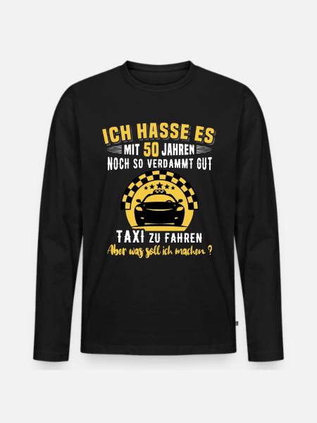 Taxifahrer 50. Geburtstag 50 Jahre Taxi Fahren - Männer Premium Bio Langarmshirt - Schwarz