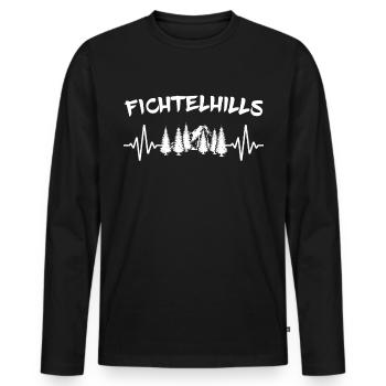 Fichtelgebirge Liebe Fichtelhills ECG - T-shirt manches longues Premium bio Homme - noir - Devant - Nico (187cm)