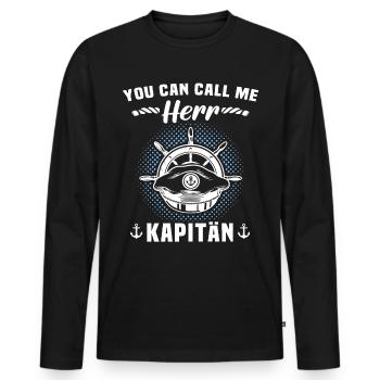 Permis bateau Capitaine de voilier - T-shirt manches longues Premium bio Homme - noir - Devant - Nico (187cm)