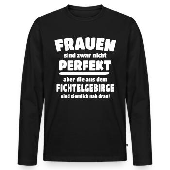 Fichtelgebirge Frauen Fichtelgebirglerin - Männer Premium Bio Langarmshirt - Schwarz - Vorne - Nico (187cm)