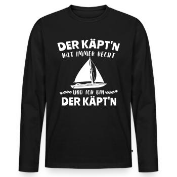 Kapitän Segeln Segelboot Segelschein - Männer Premium Bio Langarmshirt - Schwarz - Vorne - Nico (187cm)