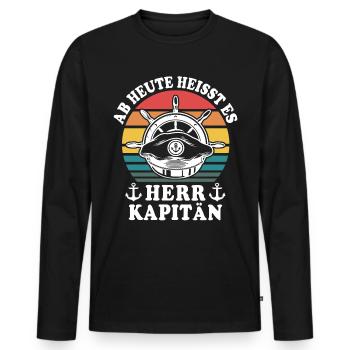 Bootsführerschein Segeln Boot Kapitän - Männer Premium Bio Langarmshirt - Schwarz - Vorne - Nico (187cm)