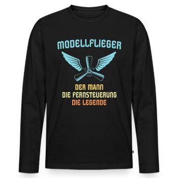 Modellflug Modellflieger Modellfliegen - Männer Premium Bio Langarmshirt - Schwarz - Vorne - Nico (187cm)