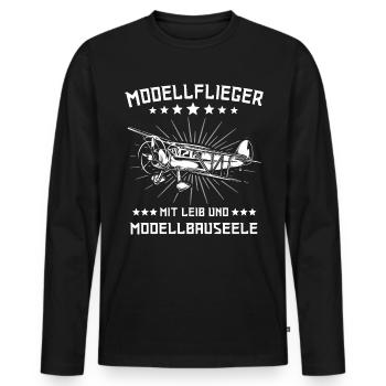 Modellflug Modellflieger Modellfliegen - Männer Premium Bio Langarmshirt - Schwarz - Vorne - Nico (187cm)