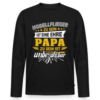 Modellflieger Papa Modellflug Modellfliegen - Männer Premium Bio Langarmshirt - Schwarz - Vorne - Nico (187cm)