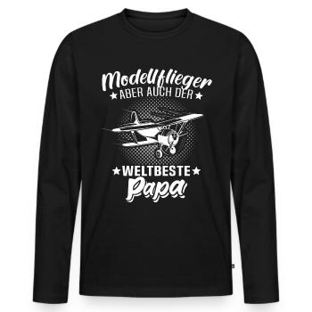Modellflieger Papa Modellflug Modellfliegen - Männer Premium Bio Langarmshirt - Schwarz - Vorne - Nico (187cm)