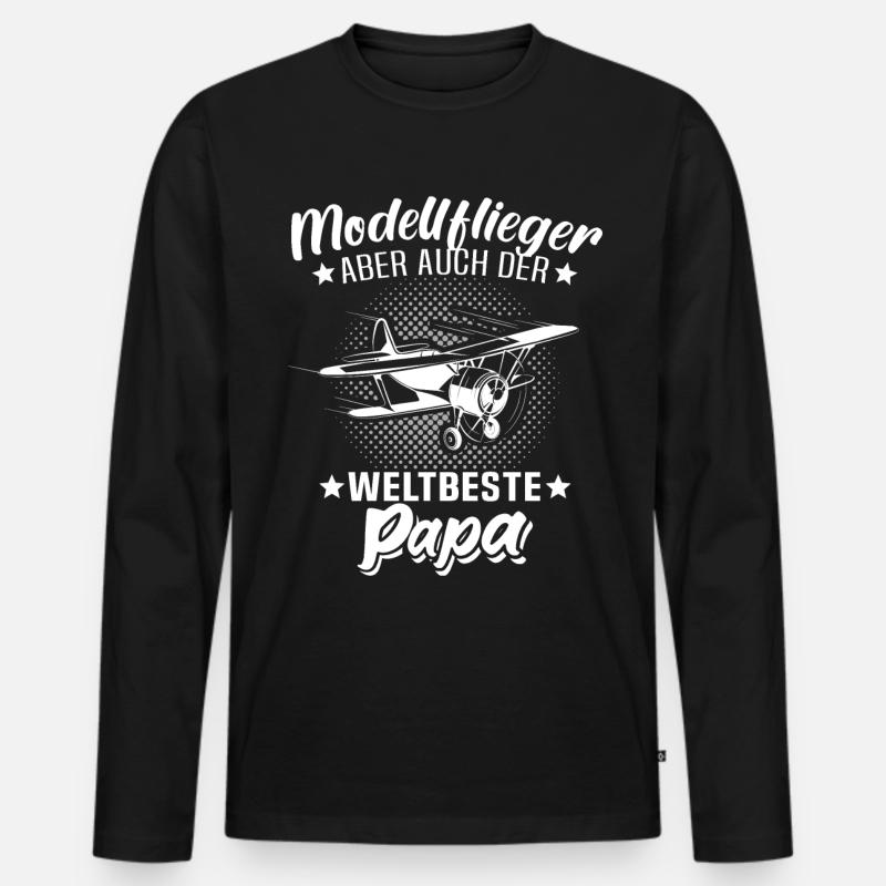 Modellflieger Papa Modellflug Modellfliegen - Männer Premium Bio Langarmshirt - Schwarz