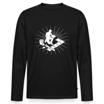 Carrelage Couches de dalles Pose de carreaux - T-shirt manches longues Premium bio Homme - noir - Devant - Nico (187cm)