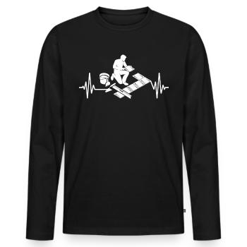 Tiler ECG Tiles Laying Heart Line - Men's Premium Organic Long Sleeve Shirt - black - Front - Nico (187cm)