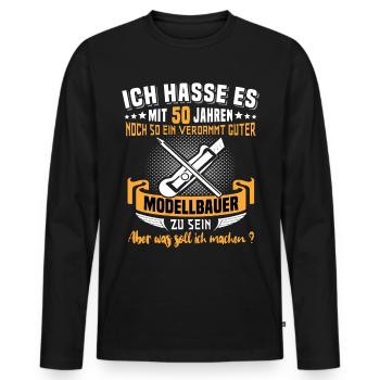 Modellbauer 50. Geburtstag 50 Jahre Modellbau - Männer Premium Bio Langarmshirt - Schwarz - Vorne - Nico (187cm)