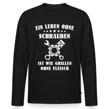 Schrauber Mechaniker Autoschlosser - Männer Premium Bio Langarmshirt - Schwarz - Vorne - Nico (187cm)