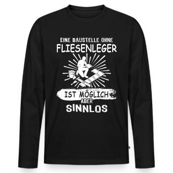 Fliesenleger Fliesen Legen - Männer Premium Bio Langarmshirt - Schwarz - Vorne - Nico (187cm)