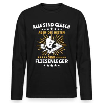 Fliesenleger Sprüche Fliesenlegen Fliesen - Männer Premium Bio Langarmshirt - Schwarz - Vorne - Nico (187cm)