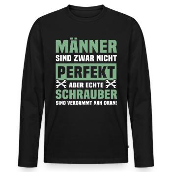 Schrauber Männer Autoschrauber Sprüche - Männer Premium Bio Langarmshirt - Schwarz - Vorne - Nico (187cm)