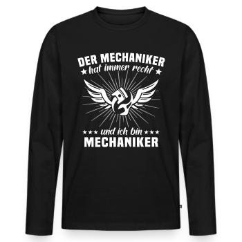 Mechaniker Automechaniker KFZ Mechaniker - Männer Premium Bio Langarmshirt - Schwarz - Vorne - Nico (187cm)