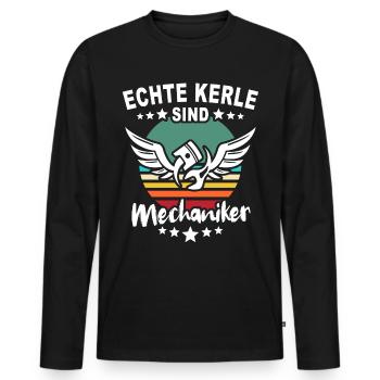 Mechaniker Automechaniker KFZ Mechaniker - Männer Premium Bio Langarmshirt - Schwarz - Vorne - Nico (187cm)