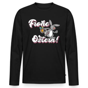 Frohe Ostern Geschenk Osterhase - Männer Premium Bio Langarmshirt - Schwarz - Vorne - Nico (187cm)