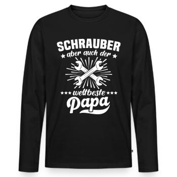 Schrauber Papa Schrauben Autoschrauber - Männer Premium Bio Langarmshirt - Schwarz - Vorne - Nico (187cm)