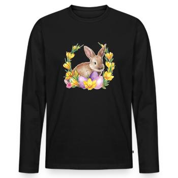Easter Easter Happy Easter - Men's Premium Organic Long Sleeve Shirt - black - Front - Nico (187cm)