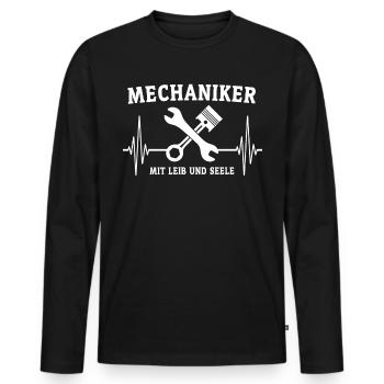 Mechaniker Industriemechaniker KFZ Mechaniker - Männer Premium Bio Langarmshirt - Schwarz - Vorne - Nico (187cm)