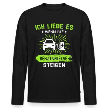 Eauto Elektroauto E-Auto - Männer Premium Bio Langarmshirt - Schwarz - Vorne - Nico (187cm)