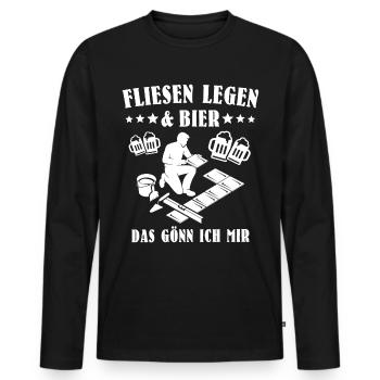 Fliesenleger Bier Fliesen - Männer Premium Bio Langarmshirt - Schwarz - Vorne - Nico (187cm)
