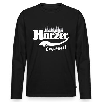 Harzer Sprüche Harz Urlaub - Männer Premium Bio Langarmshirt - Schwarz - Vorne - Nico (187cm)