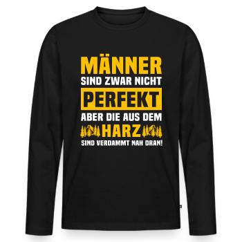 Harz Männer Harzer Mann - Männer Premium Bio Langarmshirt - Schwarz - Vorne - Nico (187cm)