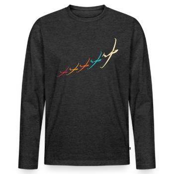 Segelflieger Segelfliegen Segelflug - Männer Premium Bio Langarmshirt - Anthrazit meliert - Vorne - Nico (187cm)