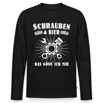 Schrauber Bier Schrauben Autoschrauber Biertrinker - Männer Premium Bio Langarmshirt - Schwarz - Vorne - Nico (187cm)