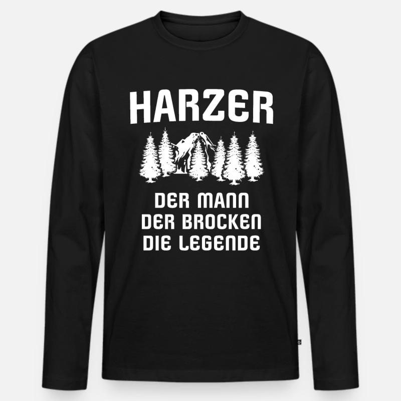 Harzer Brocken Harz - Männer Premium Bio Langarmshirt - Schwarz