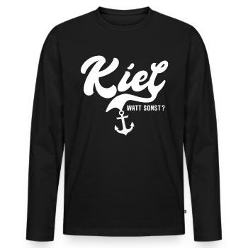 Kiel Sprüche Kieler Spruch - Männer Premium Bio Langarmshirt - Schwarz - Vorne - Nico (187cm)