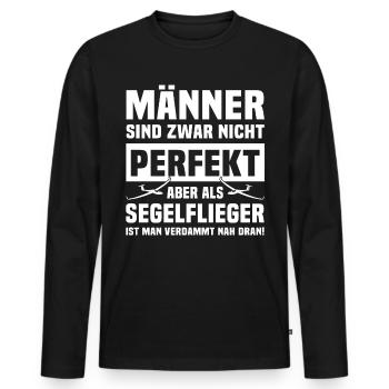 Segelfliegen Segelflug Segelflieger - Männer Premium Bio Langarmshirt - Schwarz - Vorne - Nico (187cm)