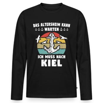 Kiel Sprüche Kieler - Männer Premium Bio Langarmshirt - Schwarz - Vorne - Nico (187cm)