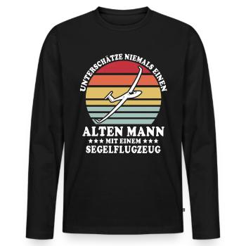 Segelfliegen Segelflug Segelflugzeug Fliegen - Männer Premium Bio Langarmshirt - Schwarz - Vorne - Nico (187cm)