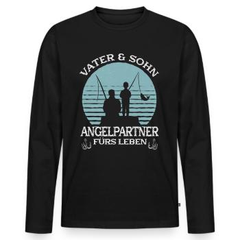 Vater und Sohn Angelpartner fürs Leben / Fischen - Männer Premium Bio Langarmshirt - Schwarz - Vorne - Nico (187cm)