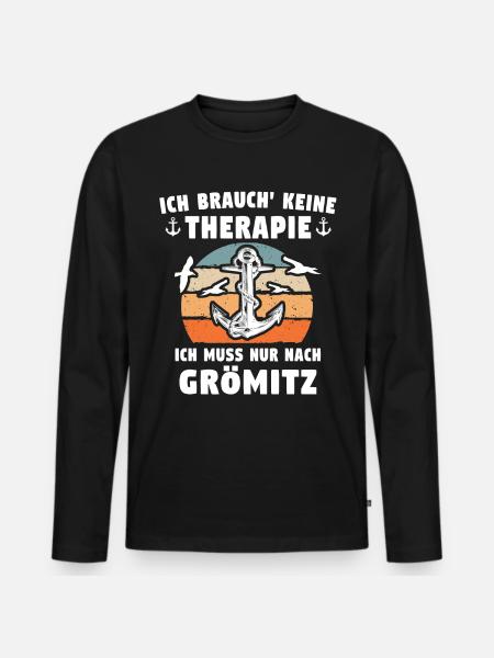 Grömitz Spruch Grömitzer Seeheilbad - Männer Premium Bio Langarmshirt - Schwarz