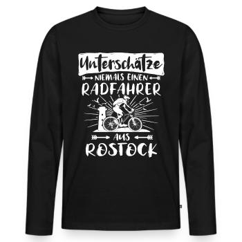 Rostock Fahrrad Rostocker Radfahrer - Männer Premium Bio Langarmshirt - Schwarz - Vorne - Nico (187cm)