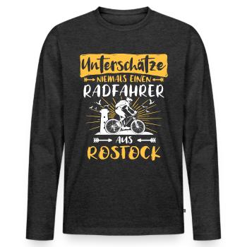 Rostock Fahrrad Rostocker Radfahrer - Männer Premium Bio Langarmshirt - Anthrazit meliert - Vorne - Nico (187cm)