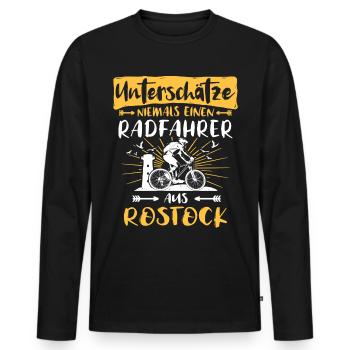 Rostock Fahrrad Rostocker Radfahrer - Männer Premium Bio Langarmshirt - Schwarz - Vorne - Nico (187cm)