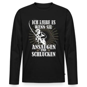 lustige Angler Geschenke Karpfen Angeln - Männer Premium Bio Langarmshirt - Schwarz - Vorne - Nico (187cm)