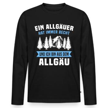 Allgäu Sprüche Allgäuer - Männer Premium Bio Langarmshirt - Schwarz - Vorne - Nico (187cm)