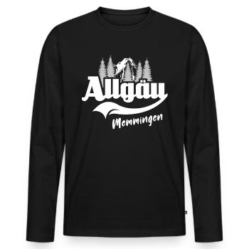 Allgäu Memmingen Allgäuer - Männer Premium Bio Langarmshirt - Schwarz - Vorne - Nico (187cm)