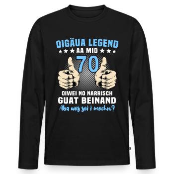 Allgäuer 70. Geburtstag 70 Jahre Allgäu - Männer Premium Bio Langarmshirt - Schwarz - Vorne - Nico (187cm)